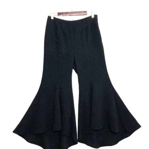Anthropologie Dress PantsBlack Crepe Super Flare Trousers - Picture 2 of 7